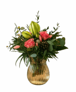Amaryllus mit Rosen als Weihnachtsstrauß