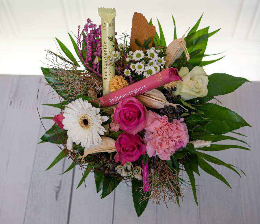 Heilemann Schoko Sticks mit Blumenstrauß