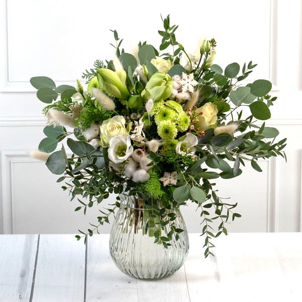 weißer eleganter Boho Strauß mit Amaryllis