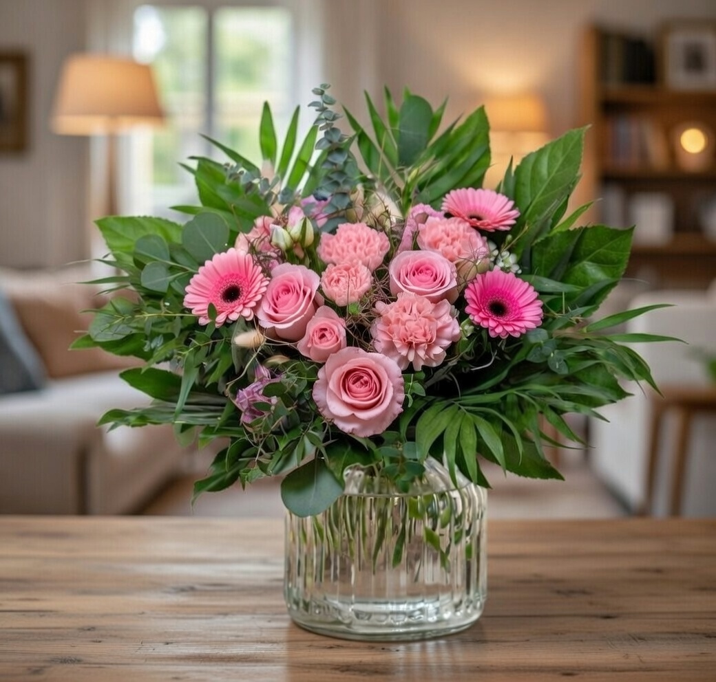 Flieder pink rosa farbender Strauß In Wohnzimmer